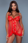 Emma Polka Dot Mesh Babydoll Rood